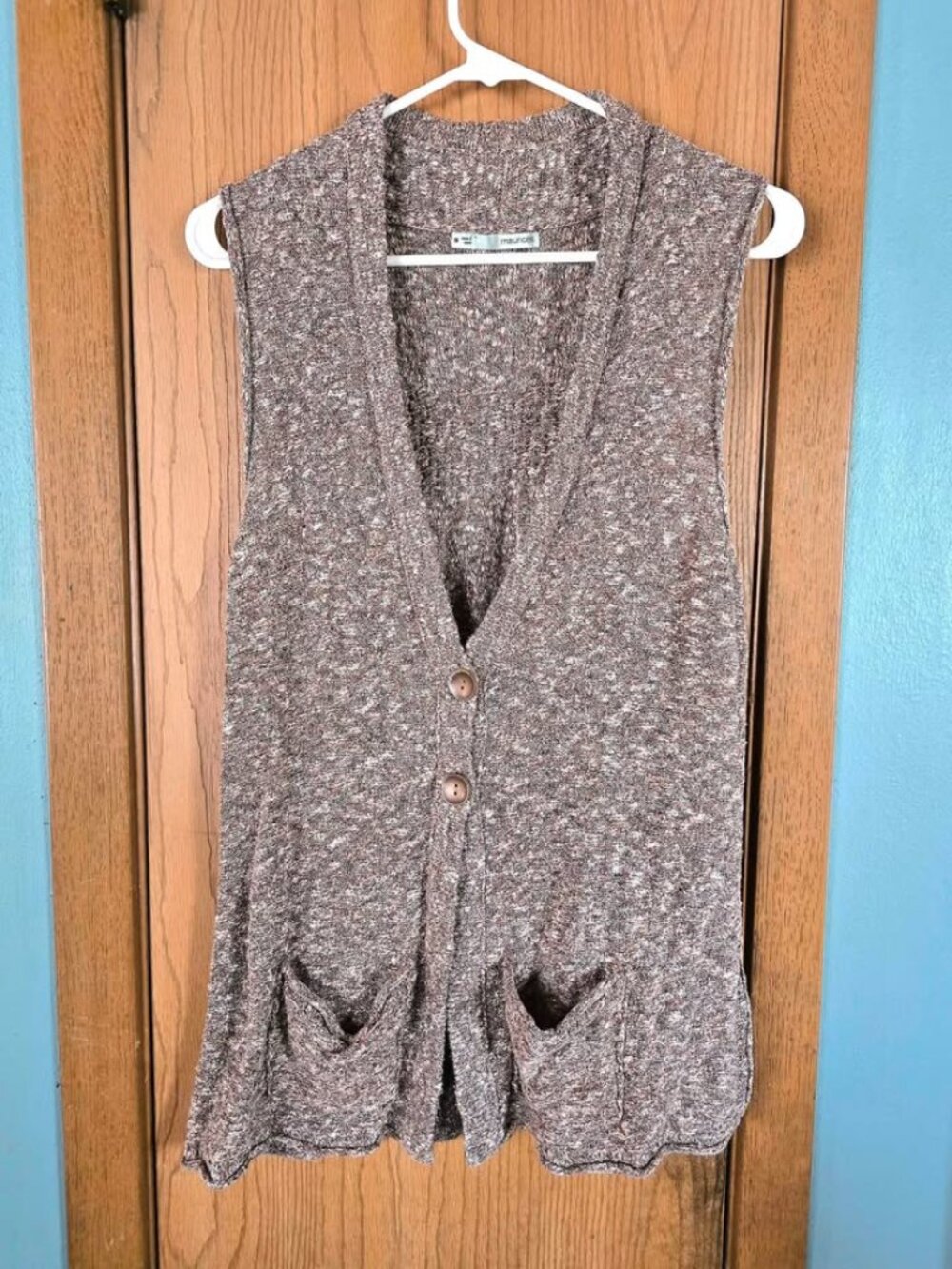 Size M Brown Maurices Button Sweater Vest with Pockets